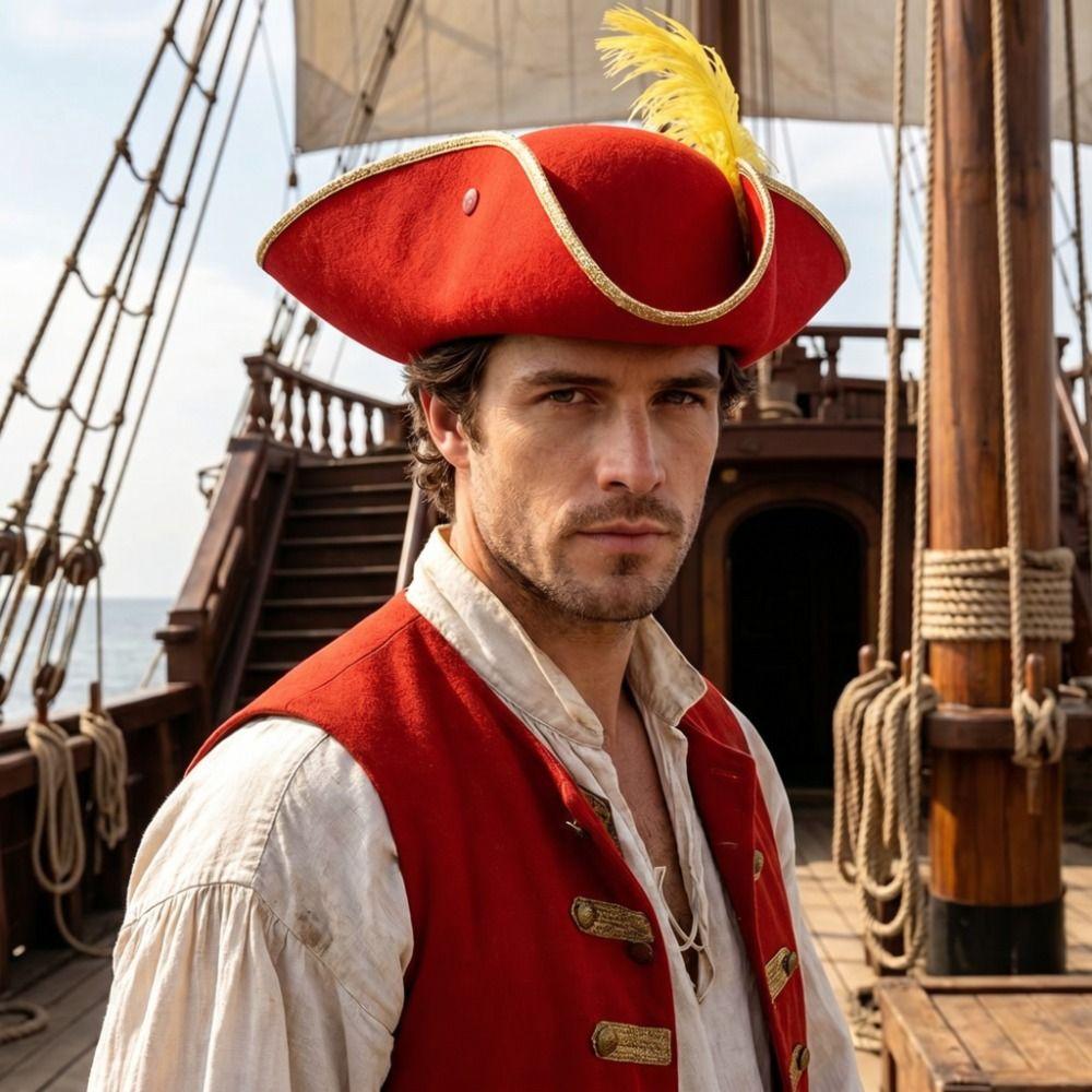 Retro Cosplay Pirate Hat Jack Hat Adult Tricorn Hat Casual Western Cowboy Hat Costume Accessories