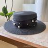 Sporadic pearl sweet small fresh flat top straw hat fashion top hat children spring and summer sun protection straw visor tide