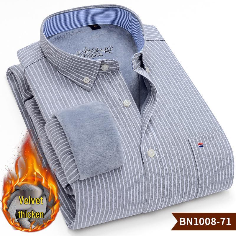 Męska Gruba Koszula Oxford z Długim Rękawem z Podszewką z Polaru - Ciepła i Dostępna