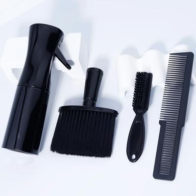 Ensemble de 4 pièces comprenant une brosse de dépoussiérage pour le cou, un peigne de barbier et un ensemble de flacons pulvérisateurs, outil de coiffage pour la conception de coiffures, Spécial pour les perruques en cheveux naturels