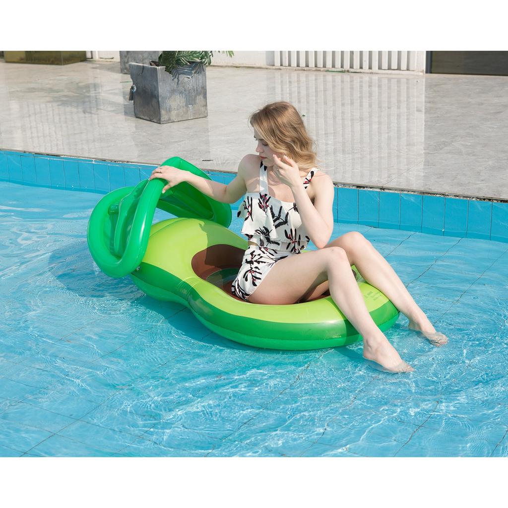 New inflatable avocado floating bed PVC inflatable swimming ring adult with awning water lounger inflatable floating bed