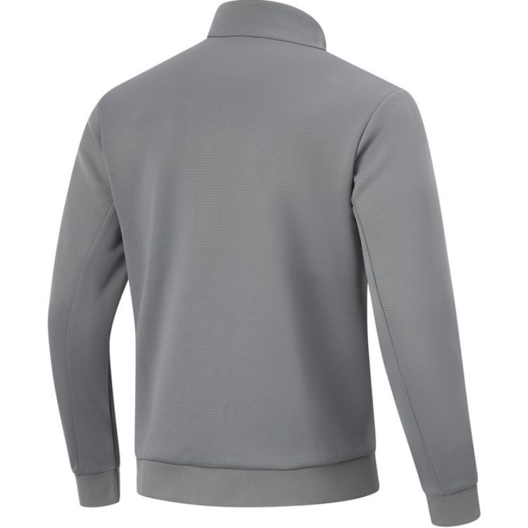 Li Ning Fitness Series Brand Logo Casual Comfortable Stand Collar Cardigan Sweatshirt Men sweatshirt Shadow-Gray AWDU395-3