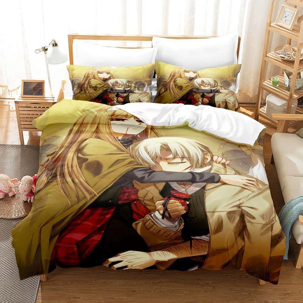3D Druck Anime Spice and Wolf Bettwäsche Set Einzelbett Twin Full Queen King Size Bettset Erwachsene Kinder Schlafzimmer Bettbezug Set Heimtextilien