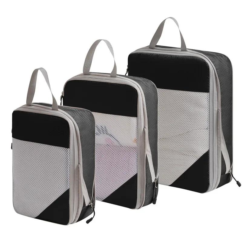 Lightweight Clothing Compression Cubes 3pcs Portable Storage Bags Luggage Organizer Household Outdoor Travel Daily Sorting Tools