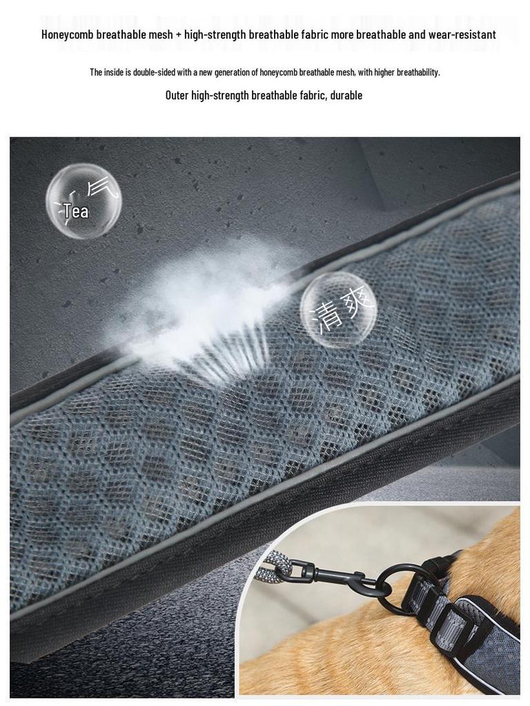 Regulowana, odblaskowa, oddychająca obroża spacerowa dla psa z siatki o strukturze plastra miodu