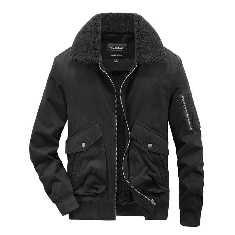 Cappotto invernale da uomo in pile di agnello imbottito in cotone Cappotto casual foderato in pile Cappotto spesso imbottito in cotone Cappotto imbottito in cotone largo con colletto in lana