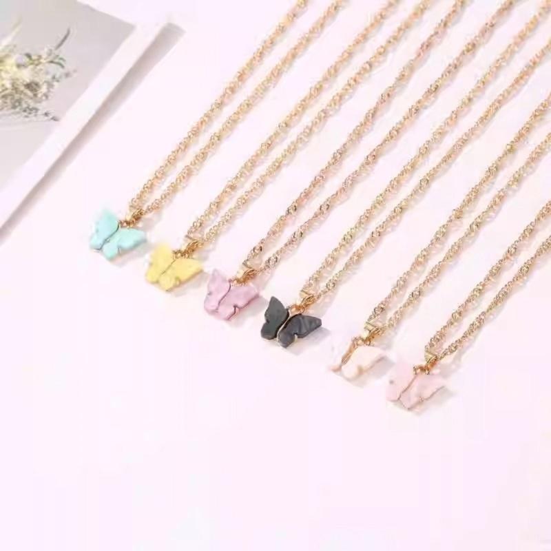 Delicate Sturdy Acrylic Butterfly Drop Necklace Holiday Gifts Additioin for Her Elegant Everyday Jewelry Pieces