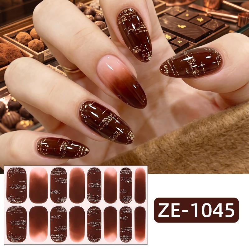 New Maple Leaf Pink Hot Stamped Gold Nail Stickers 3D Ombre Grass Fresh Style Nail Stickers