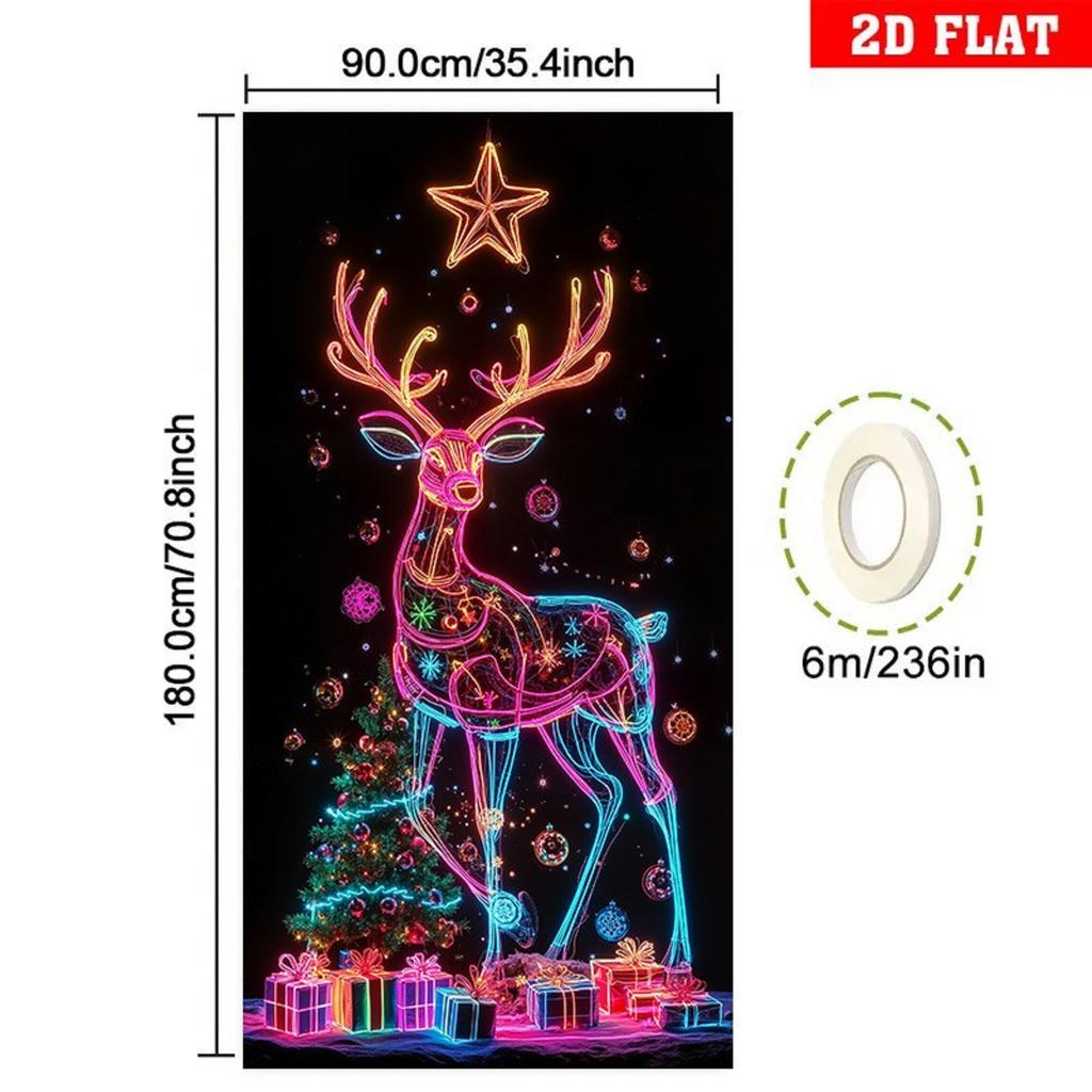 Christmas UV Fluorescent Door Banner/cover Background/holiday Party Decoration/Christmas Decorative Hanging Cloth