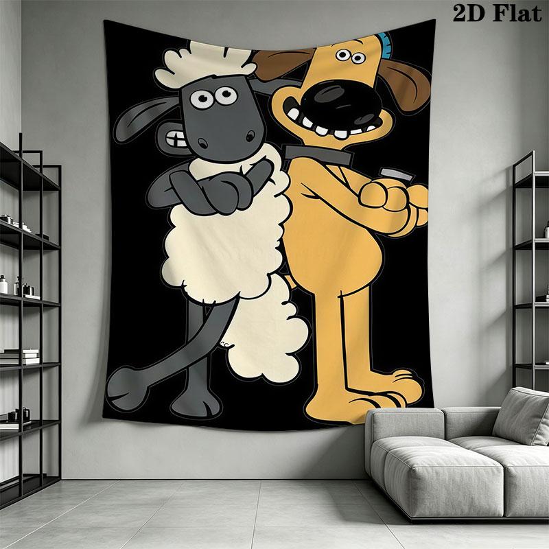 Shaun the Sheep Wall Hanging Printed Fabric Blanket Decorative Tapestries for Bedroom Living Room Home Decor