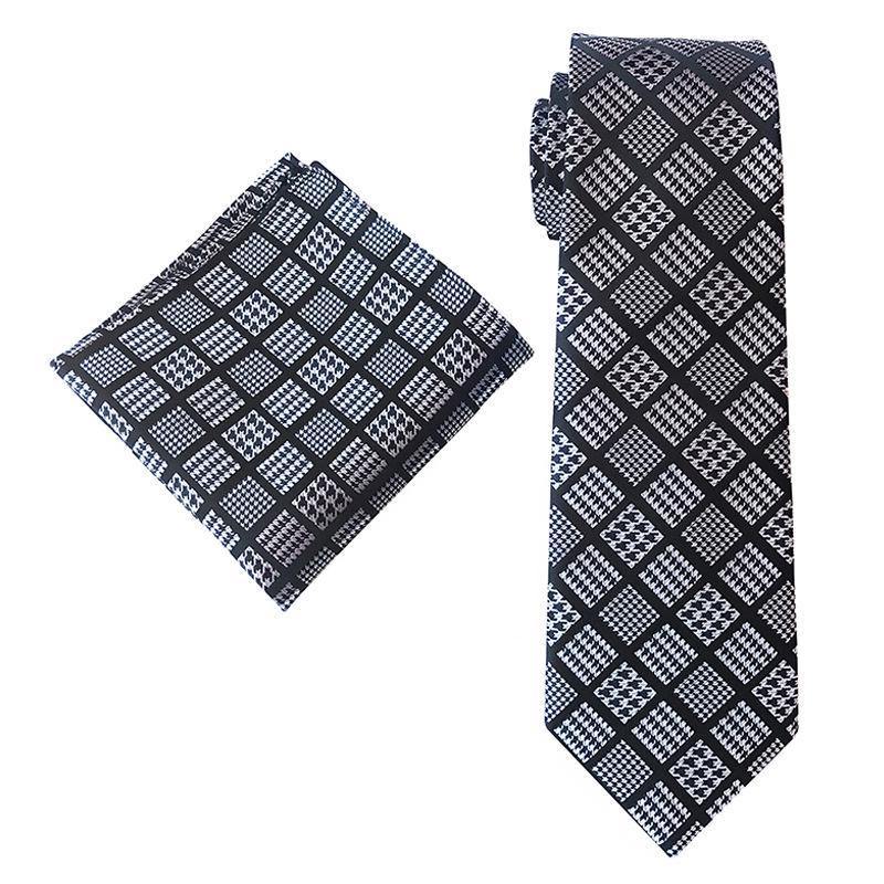 2025 New Elegant British Plaid Men's Tie and Pocket Square Set
