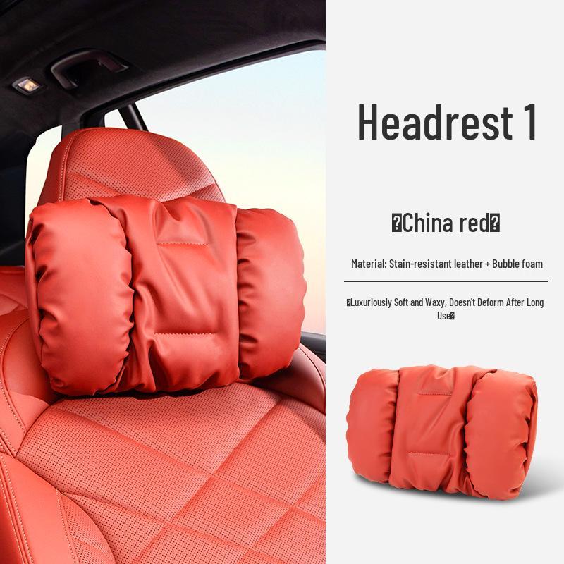 Luxury Leather Car Neck & Lumbar Support Pillow Set