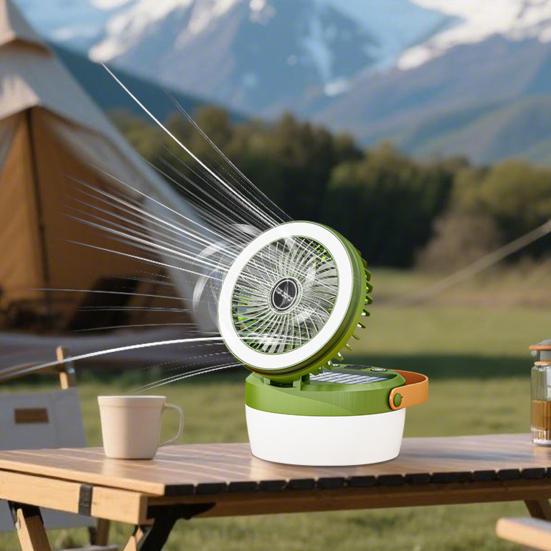 Solar Camping Ventilator Lichtmodi Geschwindigkeit Einstellbar USB Wiederaufladbar 2-In-1 Mehrzweck Outdoor