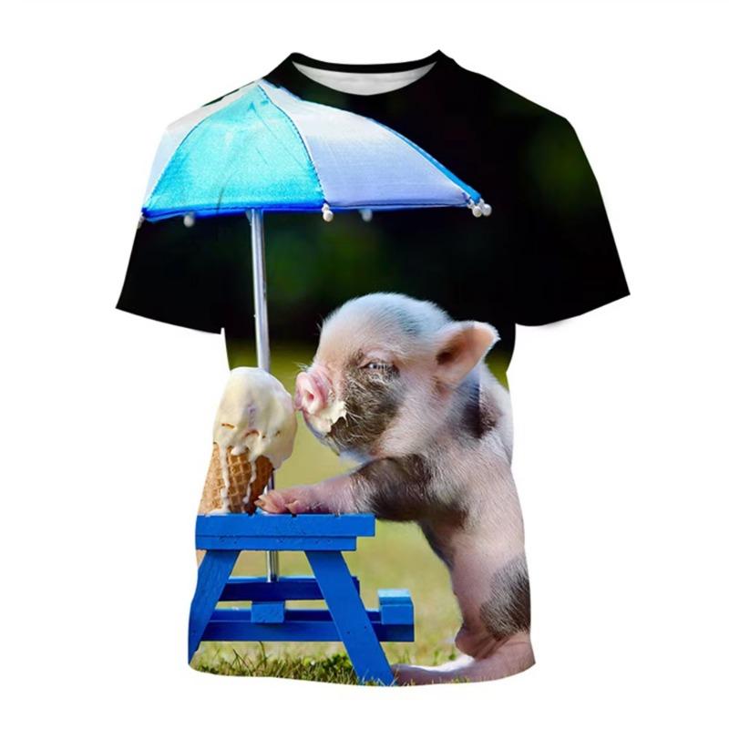 Summer Men T-shirt Summer 3D Printed New Women T-Shirts Funny Pig Baby Clothes Clothing Animal T-shirt Y2k Streetwear Tops