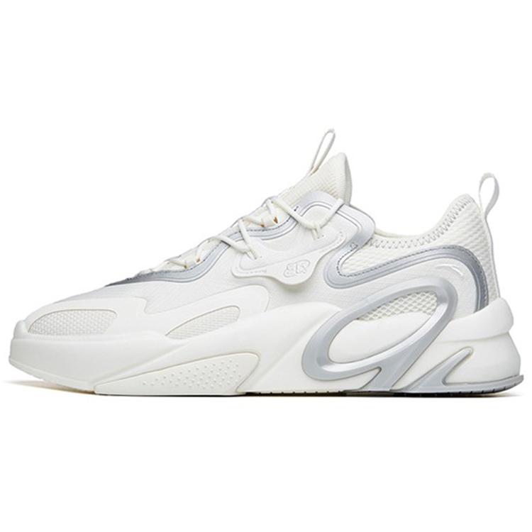 

new Anta AT91 Slip-Resistant Cushioning Wear-Resistant Low-Top Skateboard Shoes Men s White Silver 43