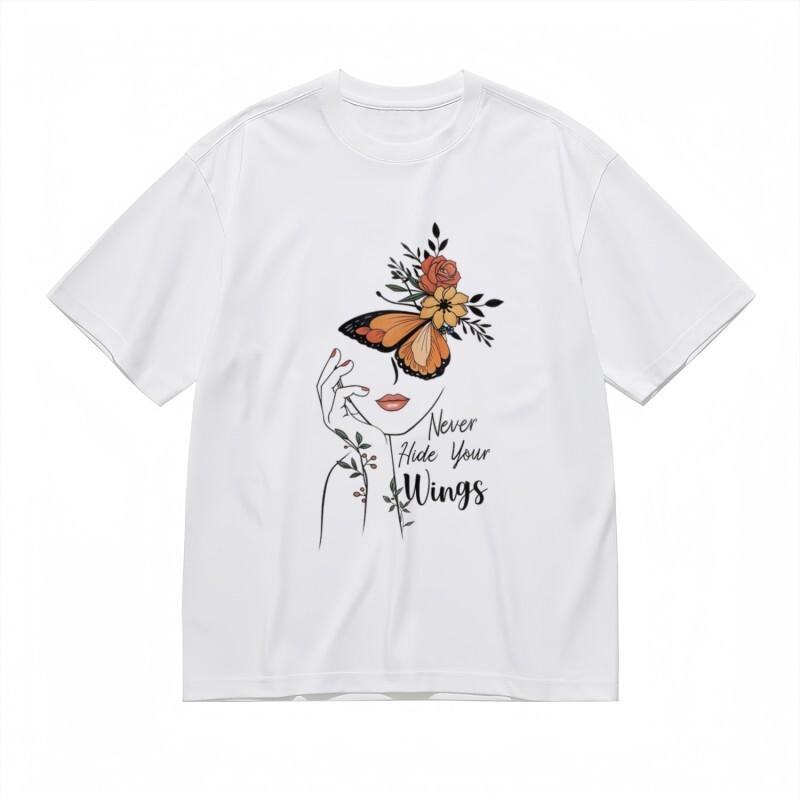 

Women s Fashion Classic T-Shirt Feminine Line Art with Botanical Accent Tee 4XL