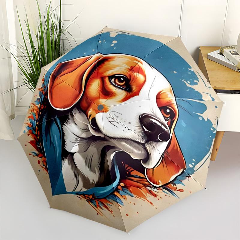 

1pc Beagle Artwork Automatic Opening/Closing Umbrella with Operation & Windproof Canopy yy260311023