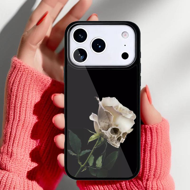 Skull And Rose Art Flower Phone Case for iPhone 17 Air 16e 15 14 13 Pro Max Back Cover for 12 11 Pro Coque