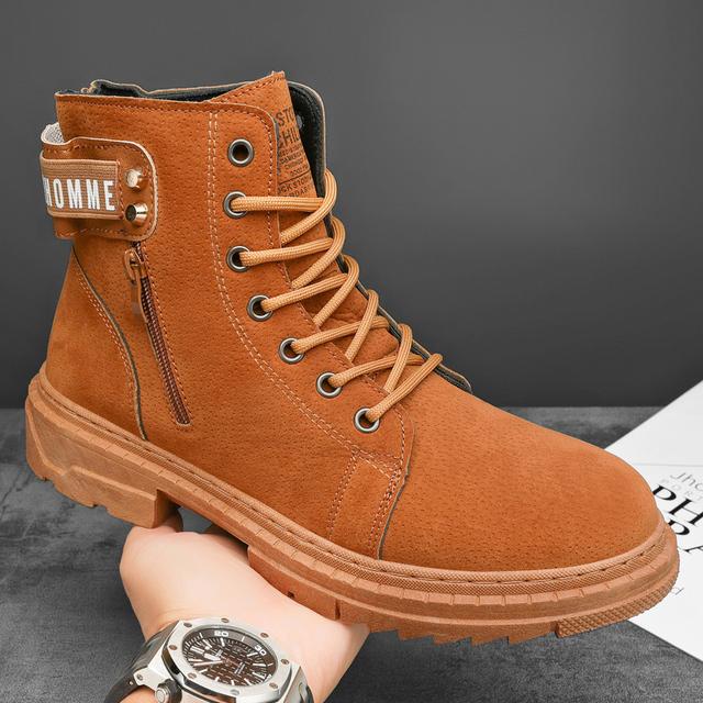 

Весна и осень Новые ботинки Martin для активного отдыха Нескользящие модные туфли Британский стиль Повседневная универсальная мужская обувь Мужские ботинки 39 коричневый