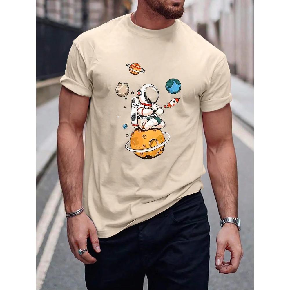 Astronaut Print Pattern Design Man T Shirts Graphic S-Xxxl Tee Shirt High-Quality Casual Tshirt Leisure Street Short Sleeved