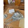 Korean Ins Niche Design Drawstring Pleated Silver Backpack for Women Commuting Versatile Casual Small Backpack