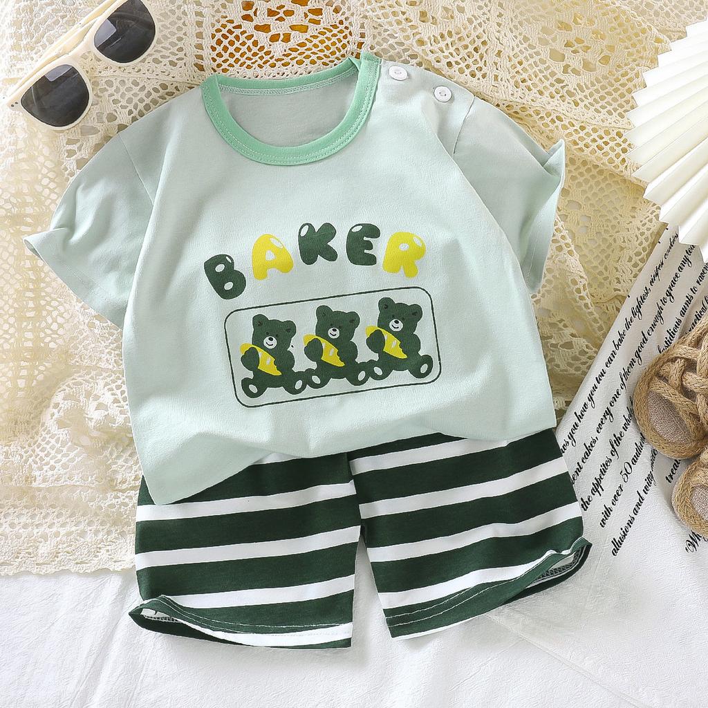 Children's Cotton Short-sleeved Set - Summer Girls' And Boys' Sports T-shirts And Shorts Set