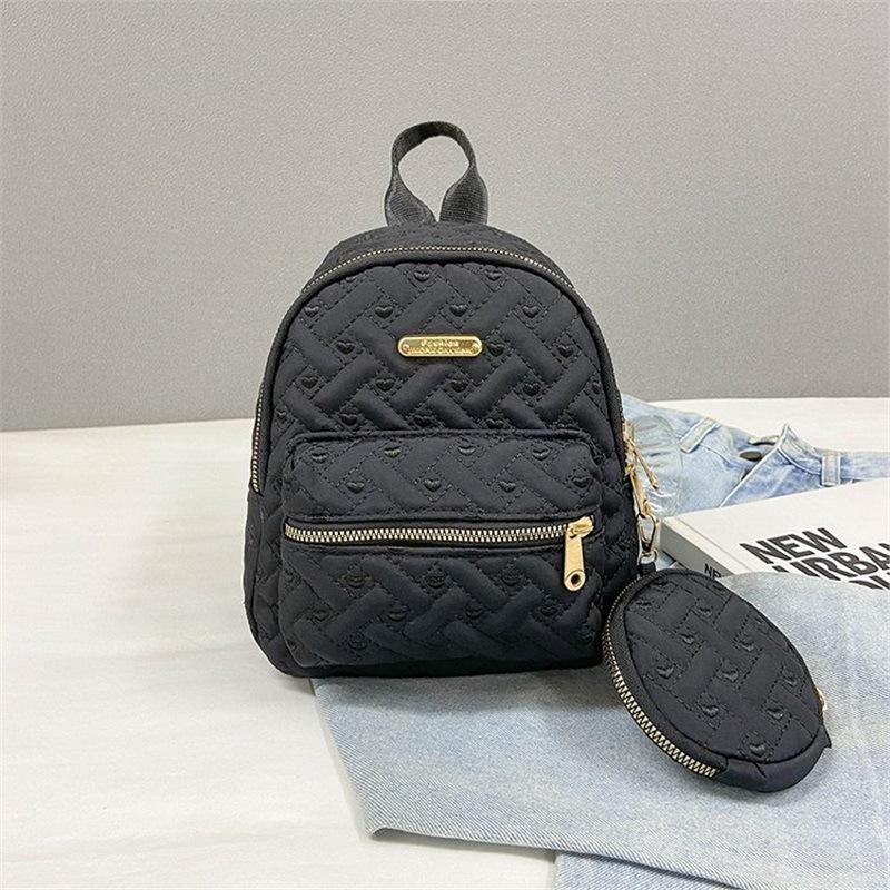 Schoolbag Fashion Textured Bag 1011 New Versatile Foreign Style Student Backpack Single Shoulder Multifunctional Women's Commuter Small Backpack