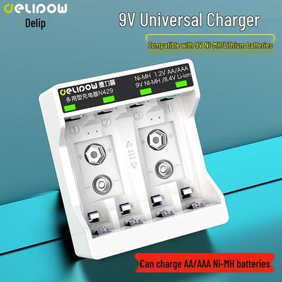 Delipow 2-Schacht Universal 9V/AA/AAA Batterieladegerät CN-Stecker (Adapter enthalten)