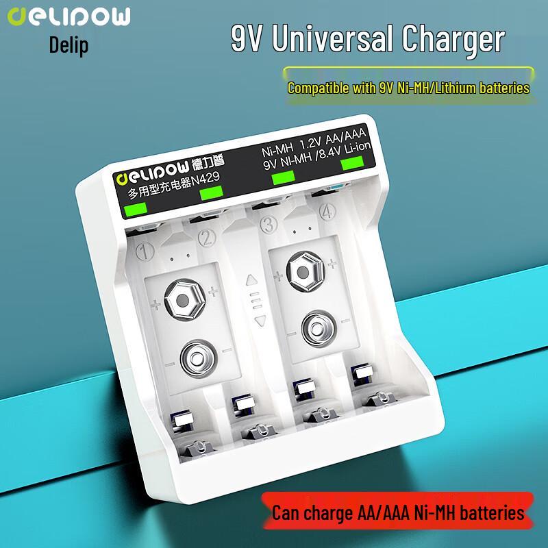 

Універсальний 2-слотовий зарядний пристрій Delipow для батарей 9В/AA/AAA