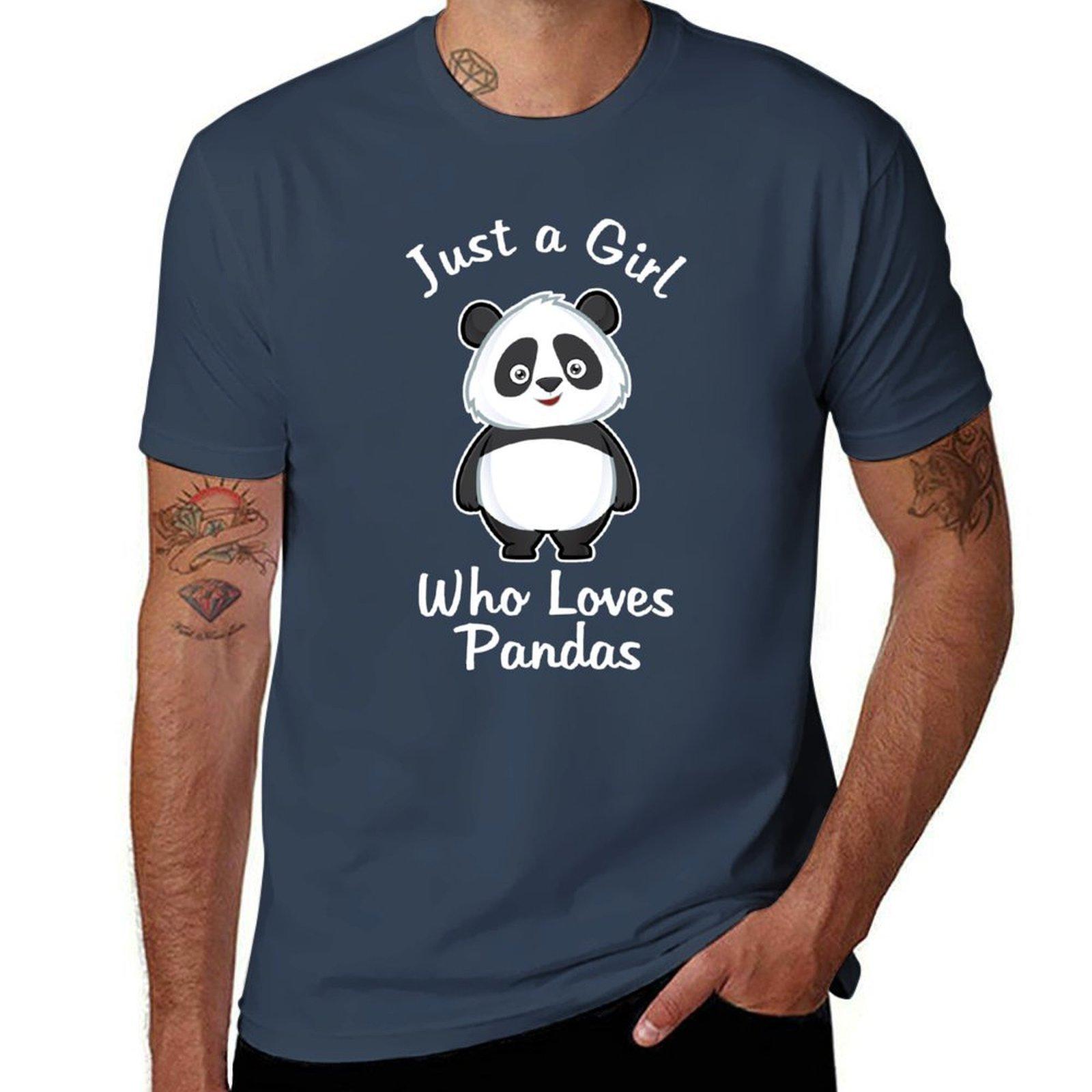Just A Girl Who Loves Pandas Panda Tshirt Casual Street Style Short Sleeve Tee S