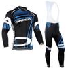 Mens Cycling Long Sleeve Jersey Bib Pants Set Lightweight Fleece Lined Winter Riding Outfit