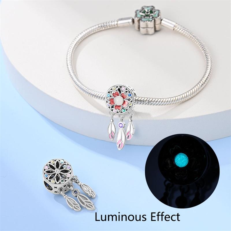 New copper Butterfly Dreamcatcher Tassel Charm Bead Charms Pendant Feather Bead Compatible With Pandach Authentic Bracelets Do It Yourself Jewellery