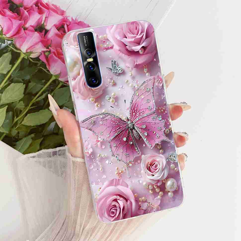 For Vivo V15 Pro Casing Soft Silicone Colorful Butterfly Cover For Vivo V 15 V15 VivoV15 Pro Fundas Capa Full Protective Case