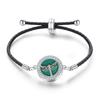 Stainless Steel Tree of Life Aromatherapy Bracelet with Diamonds and Leather Band