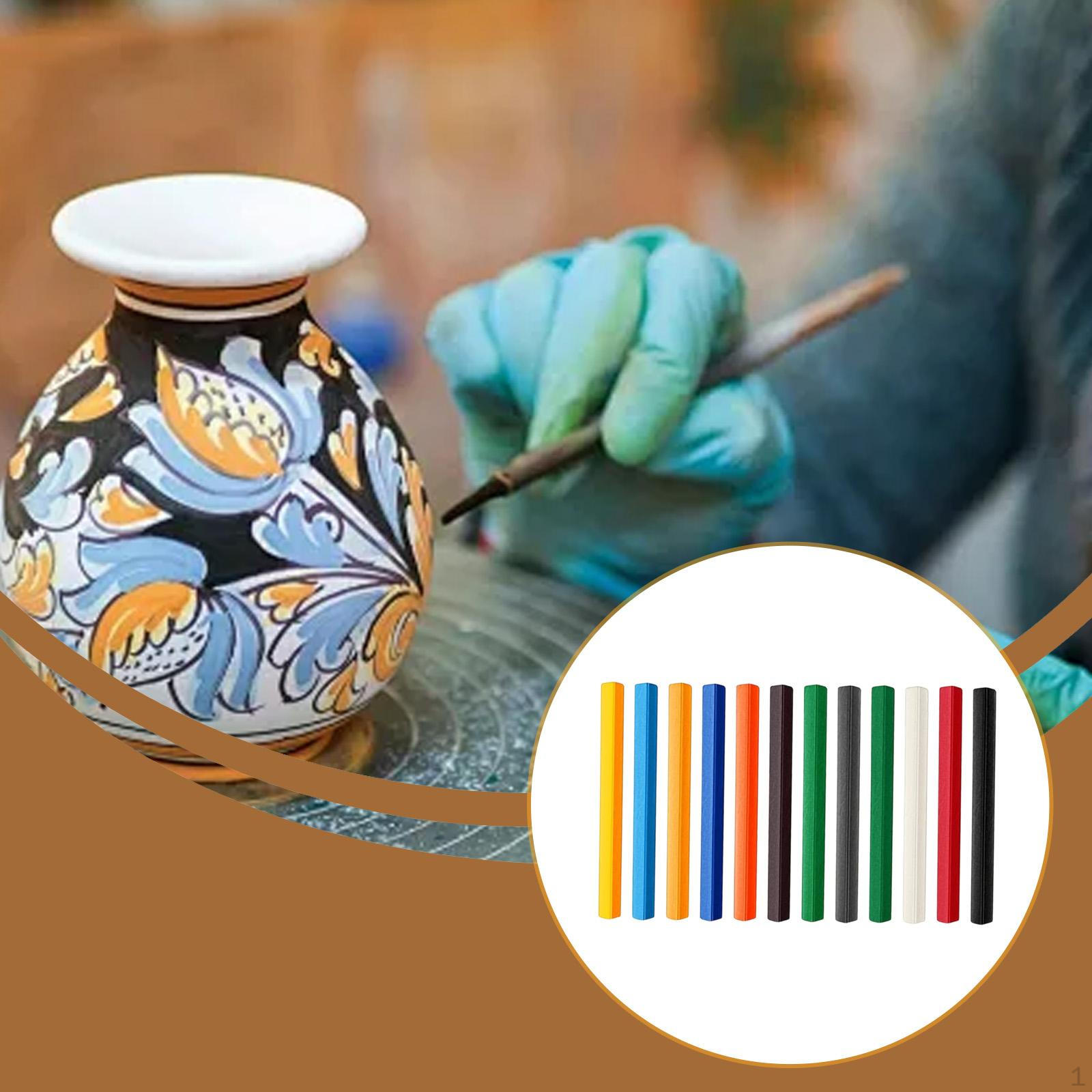 

12x Underglaze Decorating Crayons Set Colored Crayon Pottery for Office Children Painting
