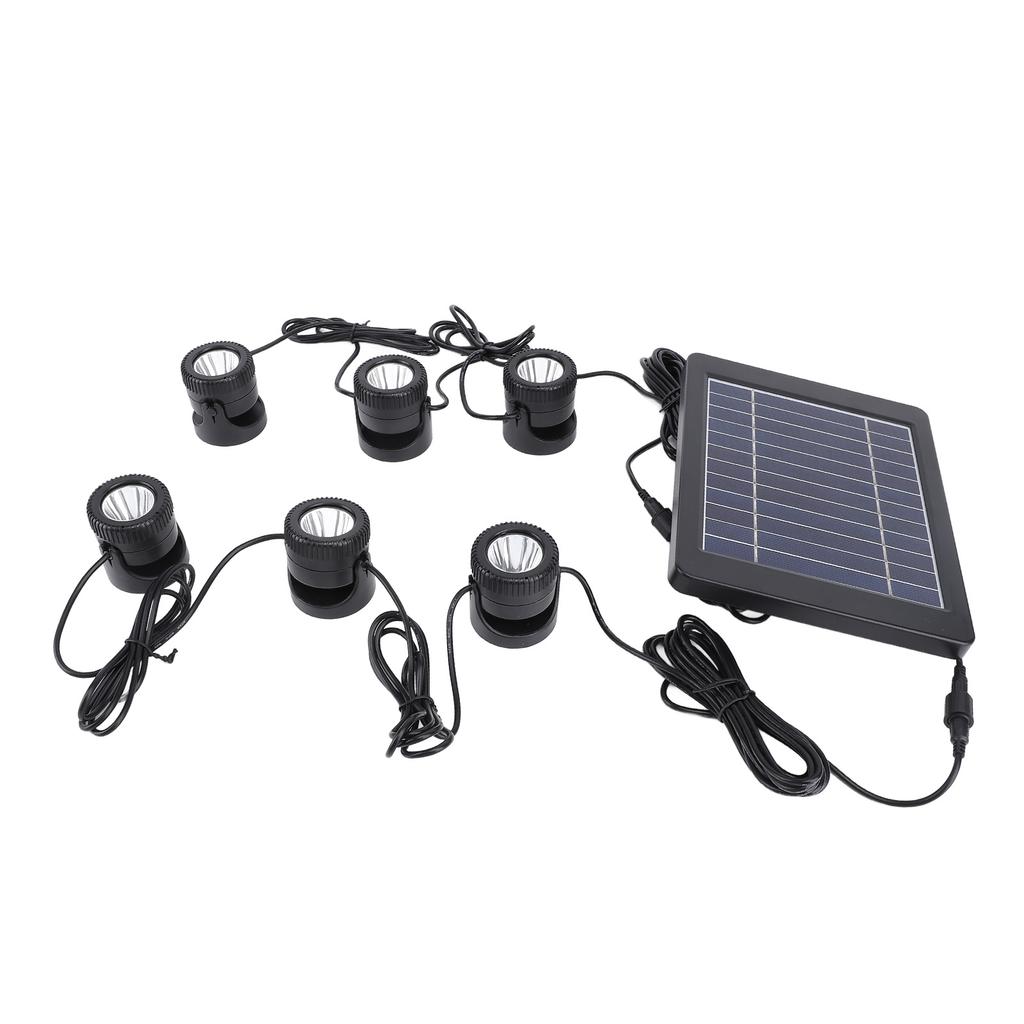 Solar Pond Spotlights 6 In 1 LED Solar Underwater Lights IP68 Water Resistant Submarine Landscape