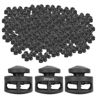 300 Pezzi Blocca Cordoncino a Molla a Doppio Foro Forma Rotonda Oblata Nylon Accessori Abbigliamento