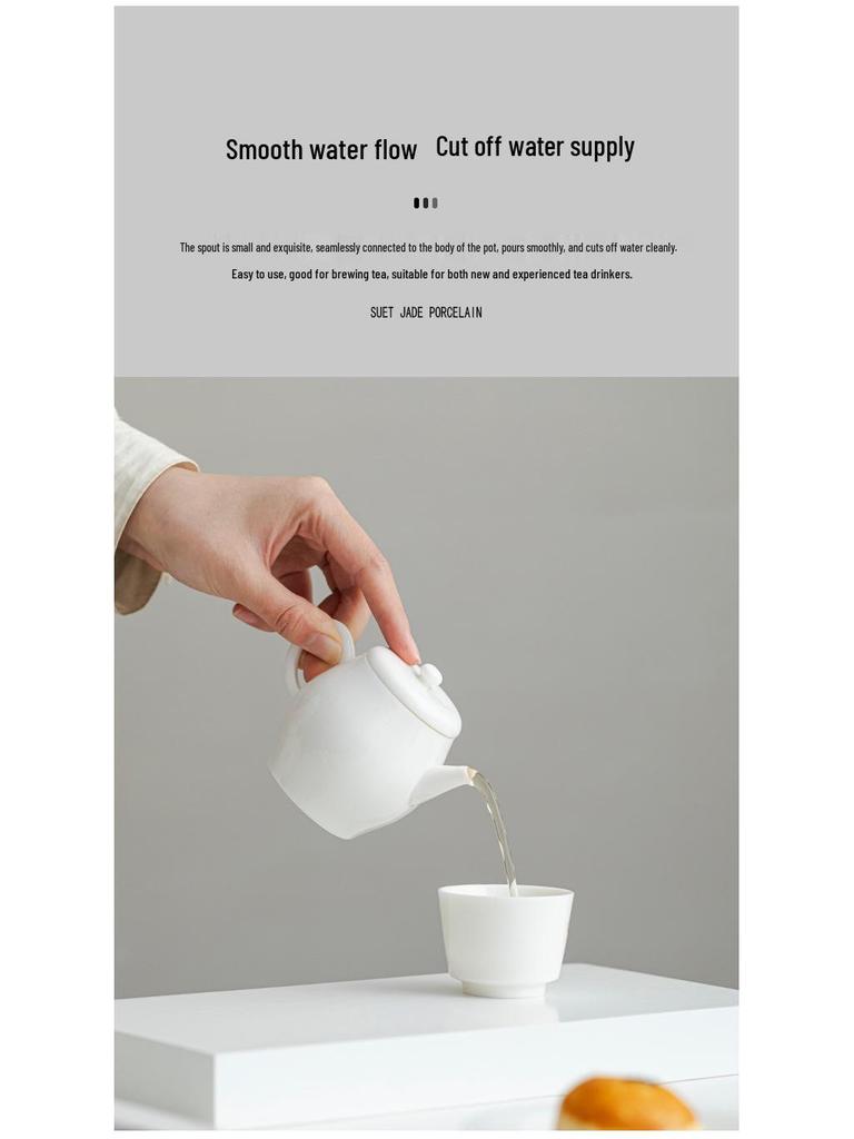 Xi Shi Jade Porcelain Teapot - Ink Wash Style Ceramic Pot for Women's Boutique Kung Fu Tea Set.