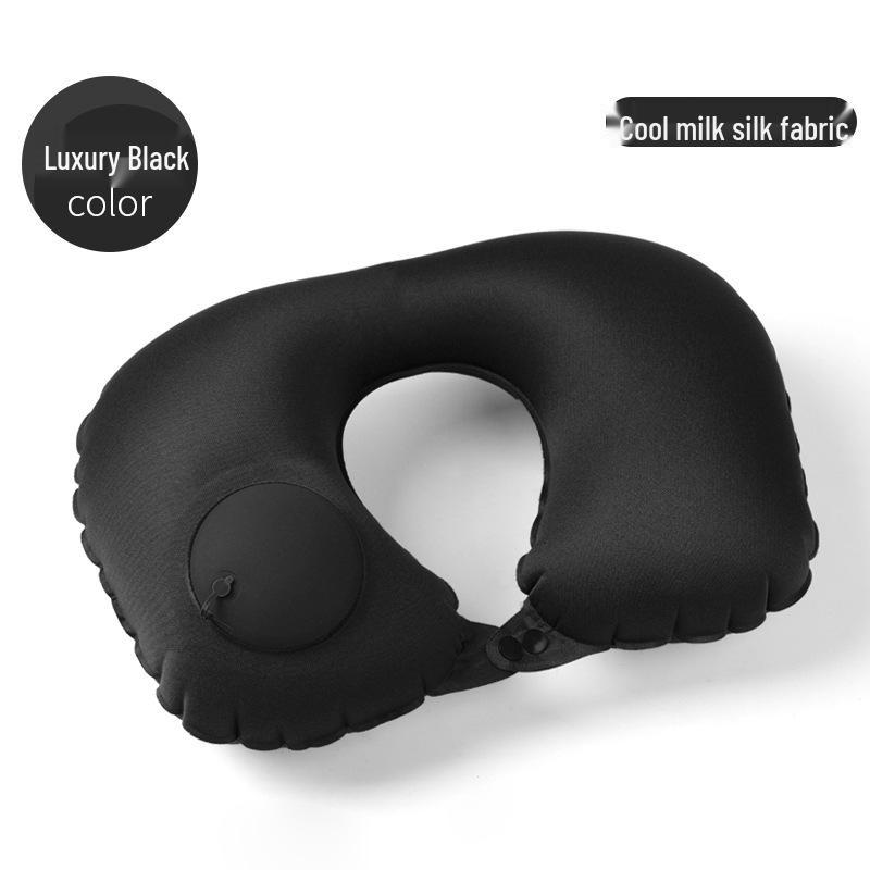 Pressing Inflatable U-Shaped Travel Pillow: Portable Airplane Headrest & Nap Neck Support