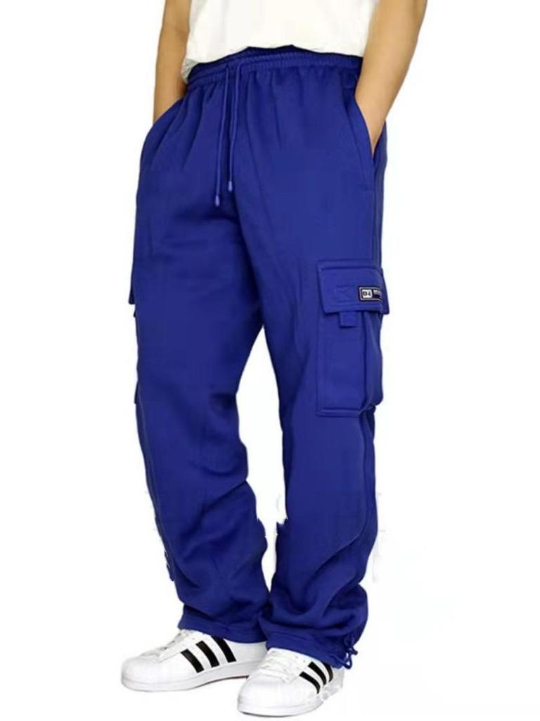 Men's Fleece-lined Cargo Pants with Cuffed Ankle and Multi-Pockets