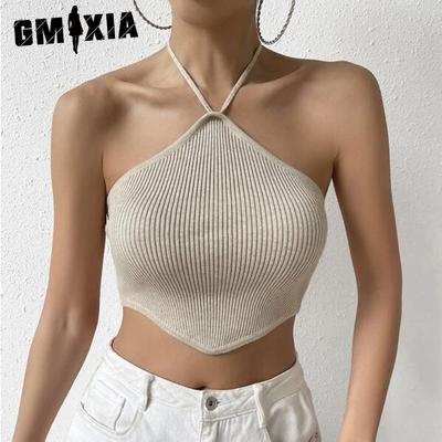 Sexy Spice Girls Women's Temperament Short Halter Halter Knit Vest Top Woman