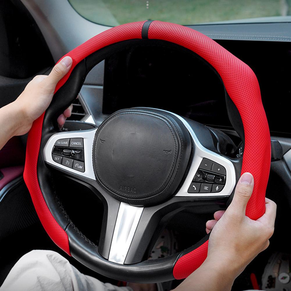 Universal Car Nappa Leather Steering Wheel Cover Breathable Shaping Cover 5D Premium Car 2026 Plastic Car Handle 5D Suede S H1N0