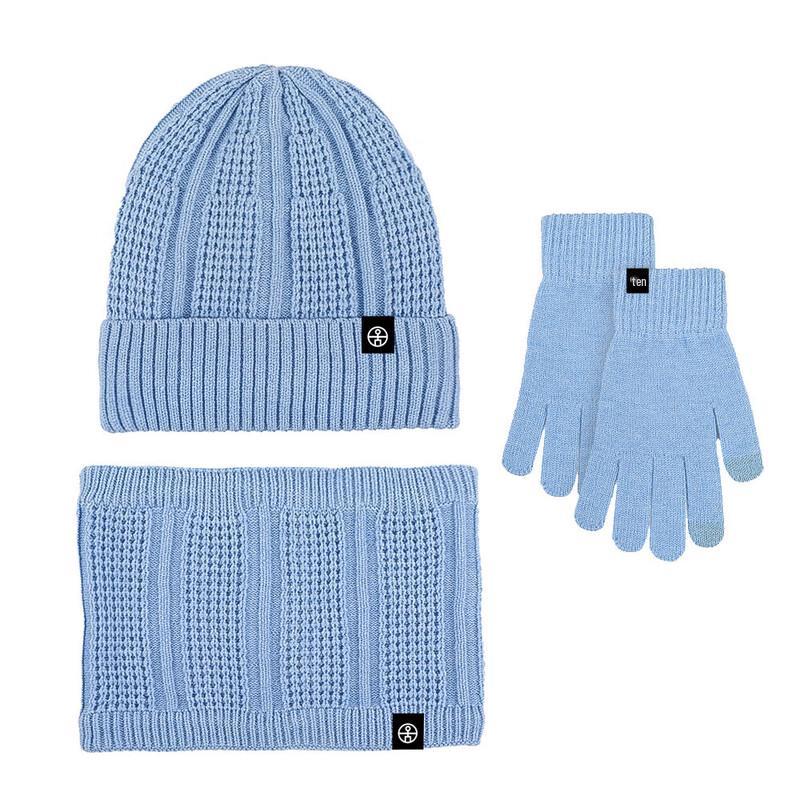 Knitted Hat, Scarf, and Gloves Set