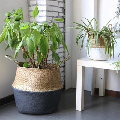 1Pc Storage Organizer Basket Foldable Plant Flower Pots Rattan Wickerwork Basket