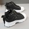 New Canvas High-top Women's Shoes 2025 Spring and Summer Breathable Thick Bottom Heightening Casual Shoes Martin Boots Sneakers