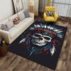 Skull with Tribal Feather Headdress Suitable As a Non-slip Mat for the Living Room or Bedroom Sofa