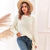 Womens Solid Color Crew Neck Knit Sweater With Cable Twist Detail Long Sleeve Casual Pullover Winter