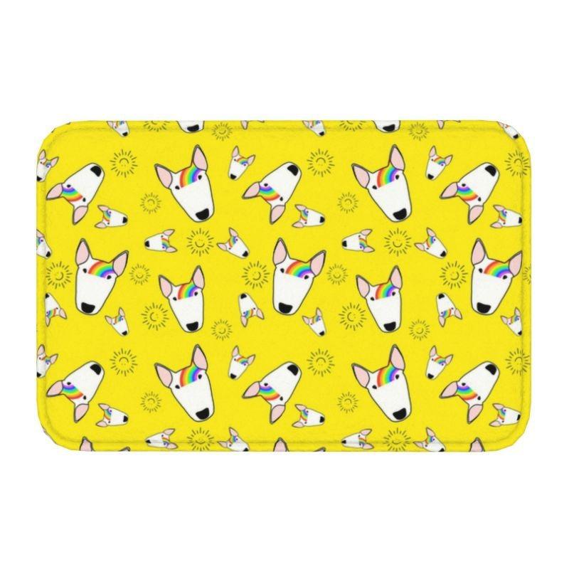 Starry Night Oil Painting Bull Terrier Carpet Mat Anti-Slip Rubber Backing Rug for Pet Lover Home Decoration Artistic Anime Rug
