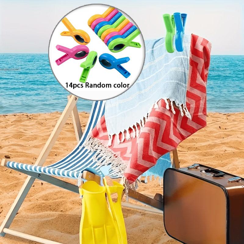 14pcs Random Color Windproof Chair Clips, Oversized Beach Towel Holders, Anti-Slip Clips. Suitable for Pool Lounge Chairs, Outdoor Use
