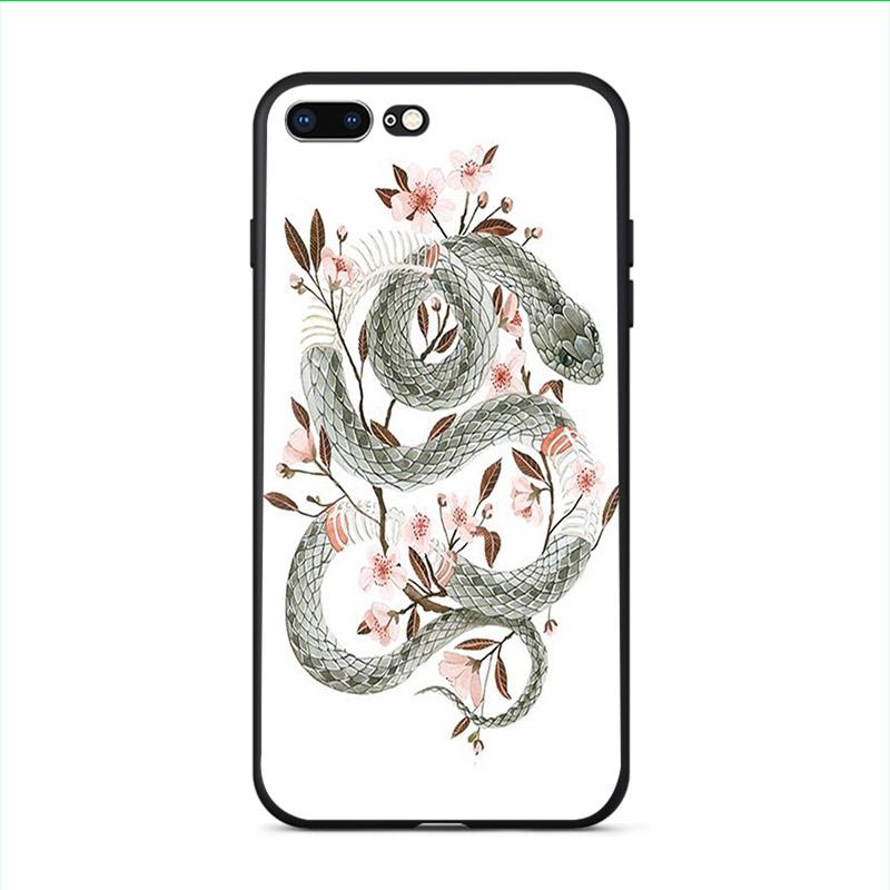 Flower Snake Painting Phone Cases For iphone 11 11Pro Max 8 7 6 6S Plus X XS MAX 5 5S SE 2020 XR Personalised Soft TPU Back Capa